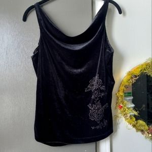 Velvet rose detail crop top vintage large